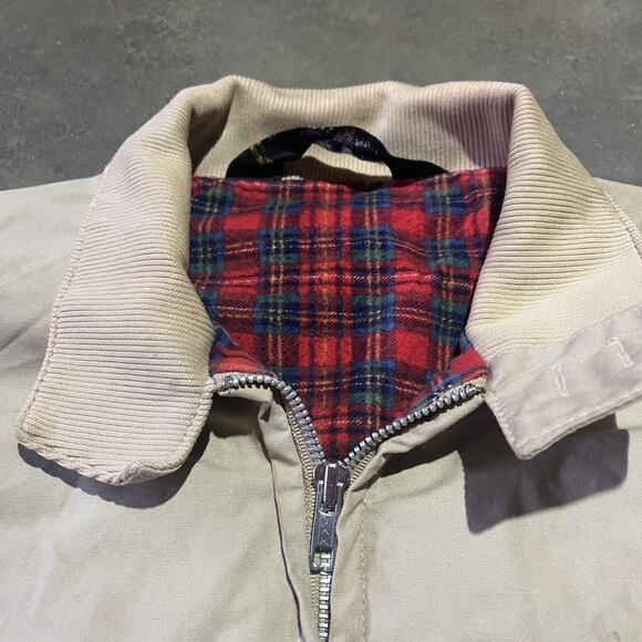 Vintage 70s Sears Tan Boxy Plaid Lined Jacket - Picture 4 of 5